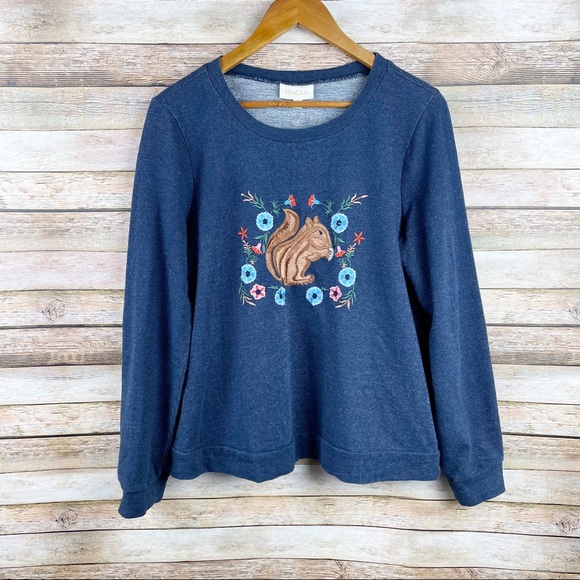 Modcloth Tops - ModCloth Squirrel Embroidered Sweatshirt Size L